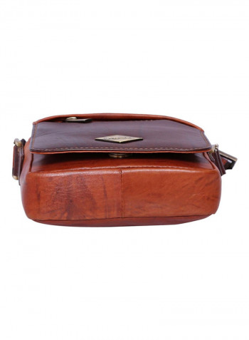 Leather Stitch Detailed Crossbody Bag Brown