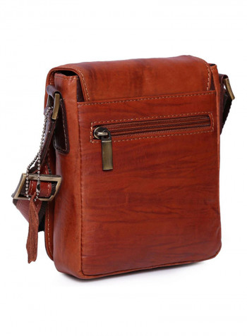 Leather Stitch Detailed Crossbody Bag Brown