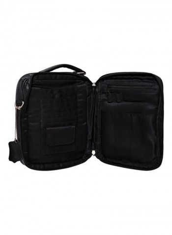 Leather Stitch Detailed Messenger Bag Black