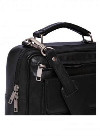 Leather Stitch Detailed Messenger Bag Black