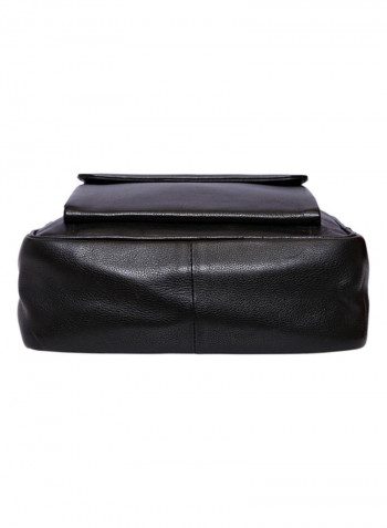 Leather Stitch Detailed Messenger Bag Black