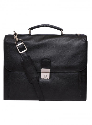 Leather Stitch Detailed Messenger Bag Black