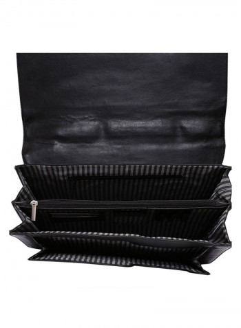 Leather Stitch Detailed Messenger Bag Black