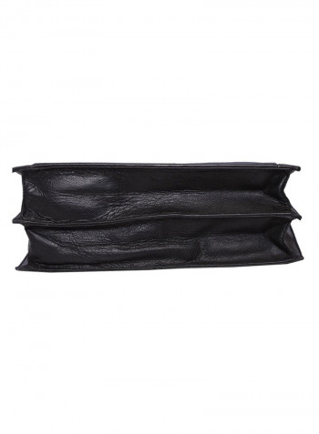 Leather Stitch Detailed Messenger Bag Black