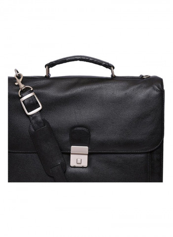 Leather Stitch Detailed Messenger Bag Black