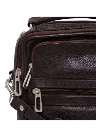 Leather Stitch Detailed Messenger Bag Brown