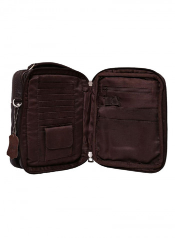 Leather Stitch Detailed Messenger Bag Brown