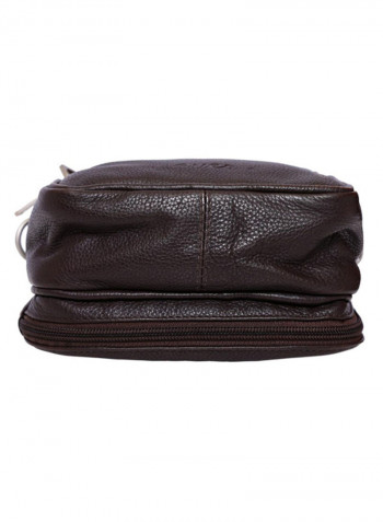 Leather Stitch Detailed Messenger Bag Brown