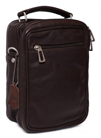 Leather Stitch Detailed Messenger Bag Brown