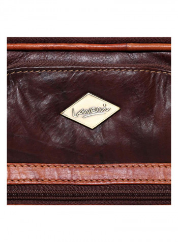Leather Stitch Detailed Messenger Bag Brown