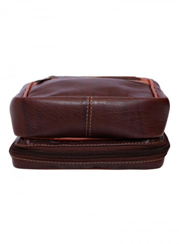 Leather Stitch Detailed Messenger Bag Brown