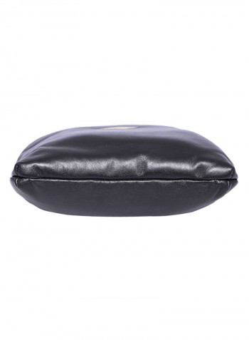 Leather Zipper Crossbody Bag Black