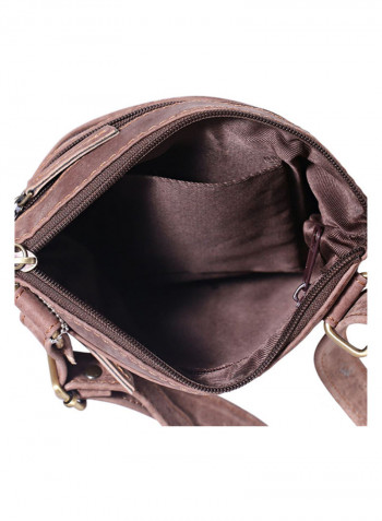 Leather Zipper Crossbody Bag Brown