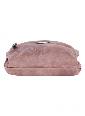 Leather Zipper Crossbody Bag Brown
