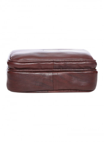 Leather Zipper Crossbody Bag Brown