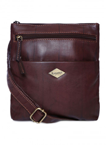 Leather Zipper Crossbody Bag Brown
