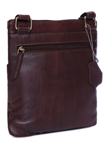 Leather Zipper Crossbody Bag Brown