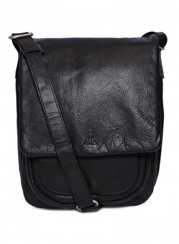 Leather Stitch Detailed Crossbody Bag Black