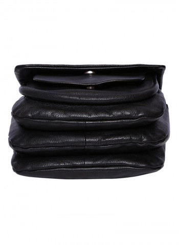 Leather Stitch Detailed Crossbody Bag Black