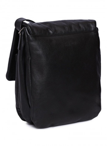 Leather Stitch Detailed Crossbody Bag Black