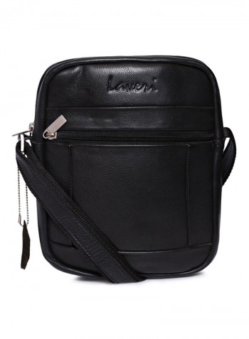 Leather Stitch Detailed Crossbody Bag Black