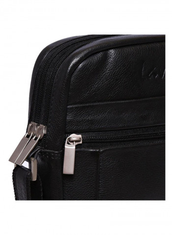 Leather Stitch Detailed Crossbody Bag Black
