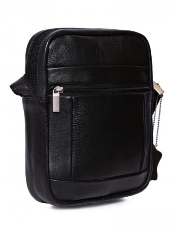 Leather Stitch Detailed Crossbody Bag Black