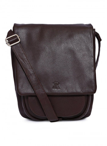 Leather Stitch Detailed Crossbody Bag Brown