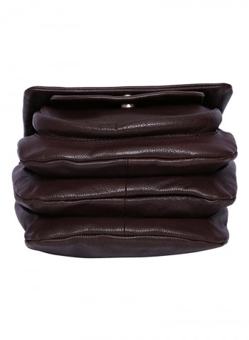 Leather Stitch Detailed Crossbody Bag Brown