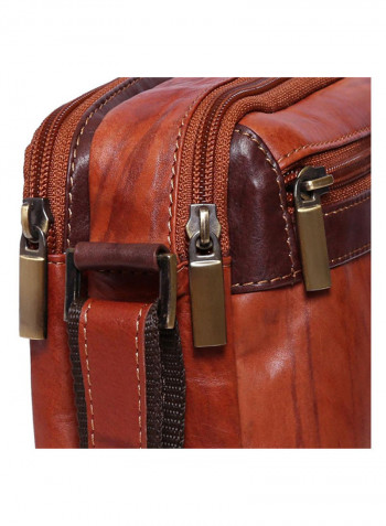 Leather Stitch Detailed Crossbody Bag Brown