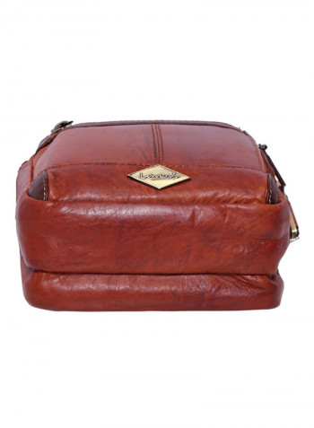Leather Stitch Detailed Crossbody Bag Brown