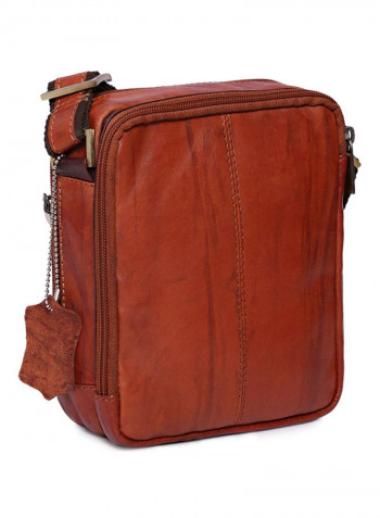 Leather Stitch Detailed Crossbody Bag Brown