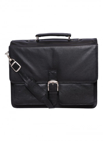 Leather Stitch Detailed Messenger Bag Black