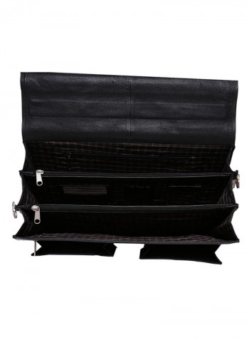 Leather Stitch Detailed Messenger Bag Black