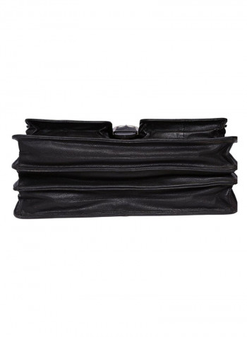 Leather Stitch Detailed Messenger Bag Black