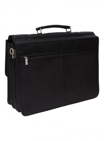 Leather Stitch Detailed Messenger Bag Black