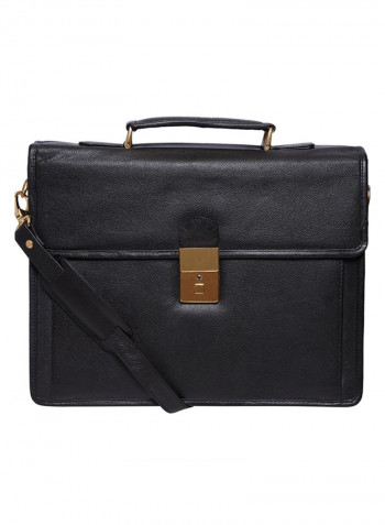 Leather Stitch Detailed Messenger Bag Black