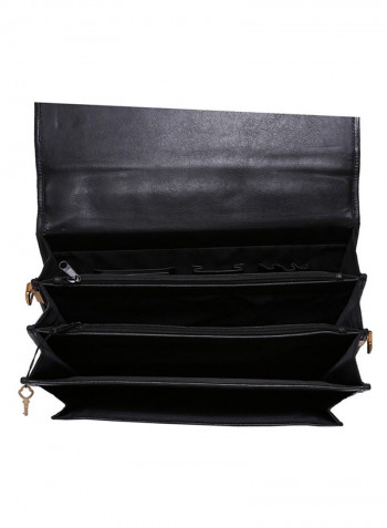 Leather Stitch Detailed Messenger Bag Black