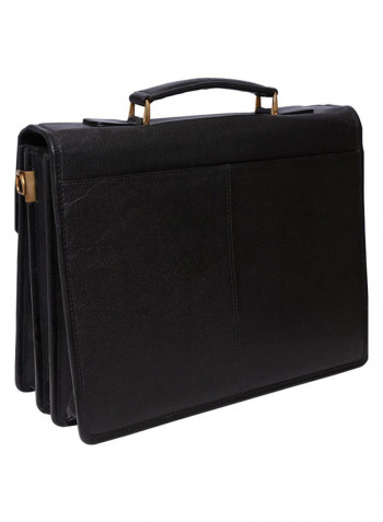 Leather Stitch Detailed Messenger Bag Black