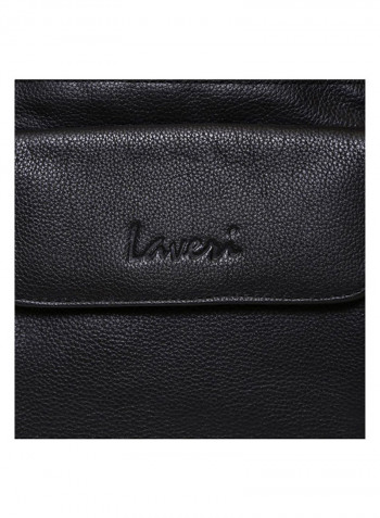Leather Zipper Closure Crossbody Bag Black