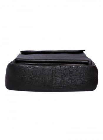 Leather Zipper Closure Crossbody Bag Black