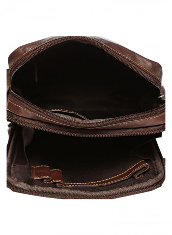 Leather Zipper Crossbody Bag Brown