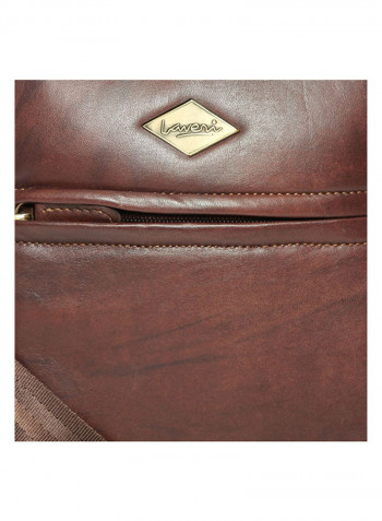 Leather Zipper Crossbody Bag Brown