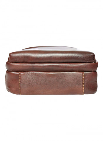 Leather Zipper Crossbody Bag Brown