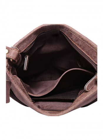 Leather Zipper Crossbody Bag Brown