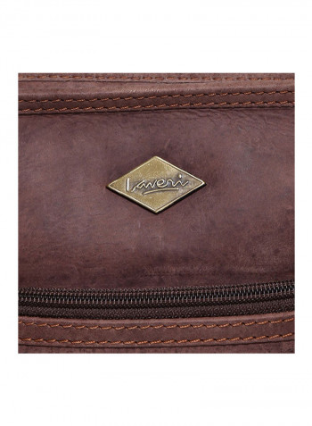 Leather Zipper Crossbody Bag Brown