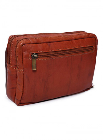 Zipper Closure Pouch Brown