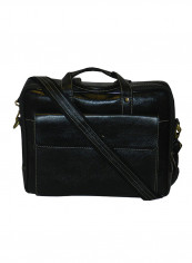 Genuine Leather Designer Office Bag For Travel Black