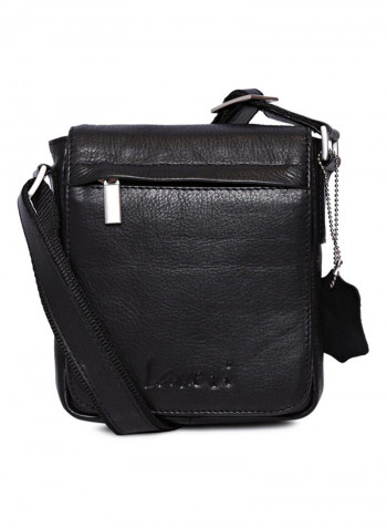 Leather Stitch Detailed Crossbody Bag Black
