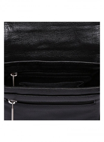 Leather Stitch Detailed Crossbody Bag Black